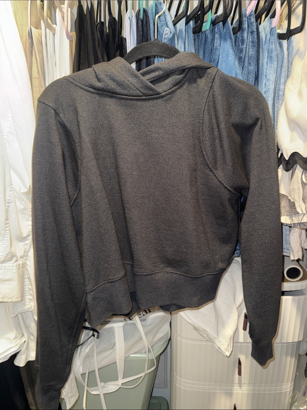 lululemon athletica Black & Silver sparkle Cropped Hooded Sweatshirt